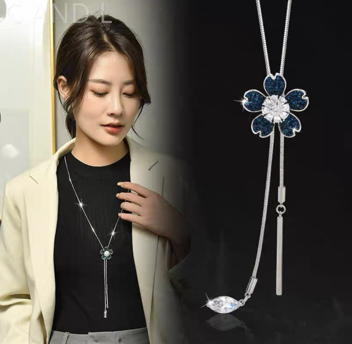 Non-fading Chain Adjustable Long Sweater Necklace Clothes Accessories Pendant