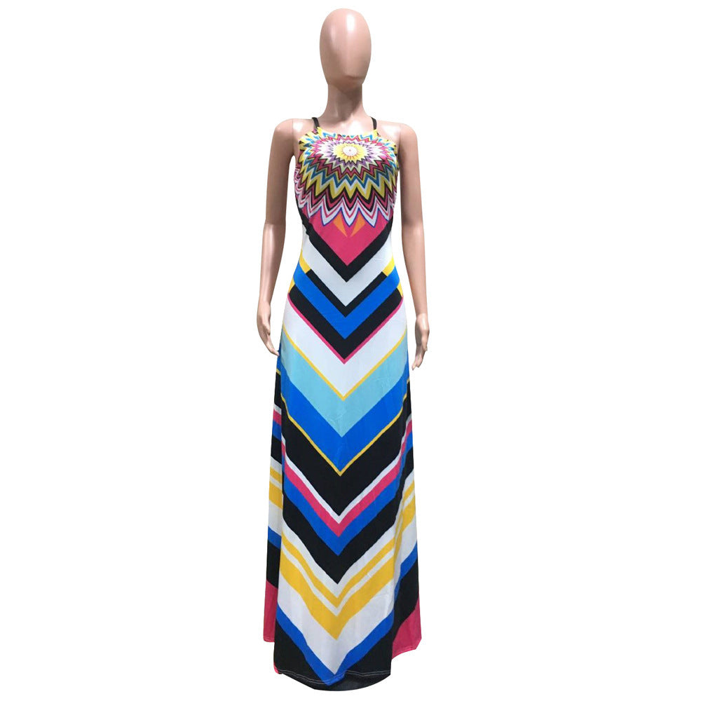 Printed cutout strap dress