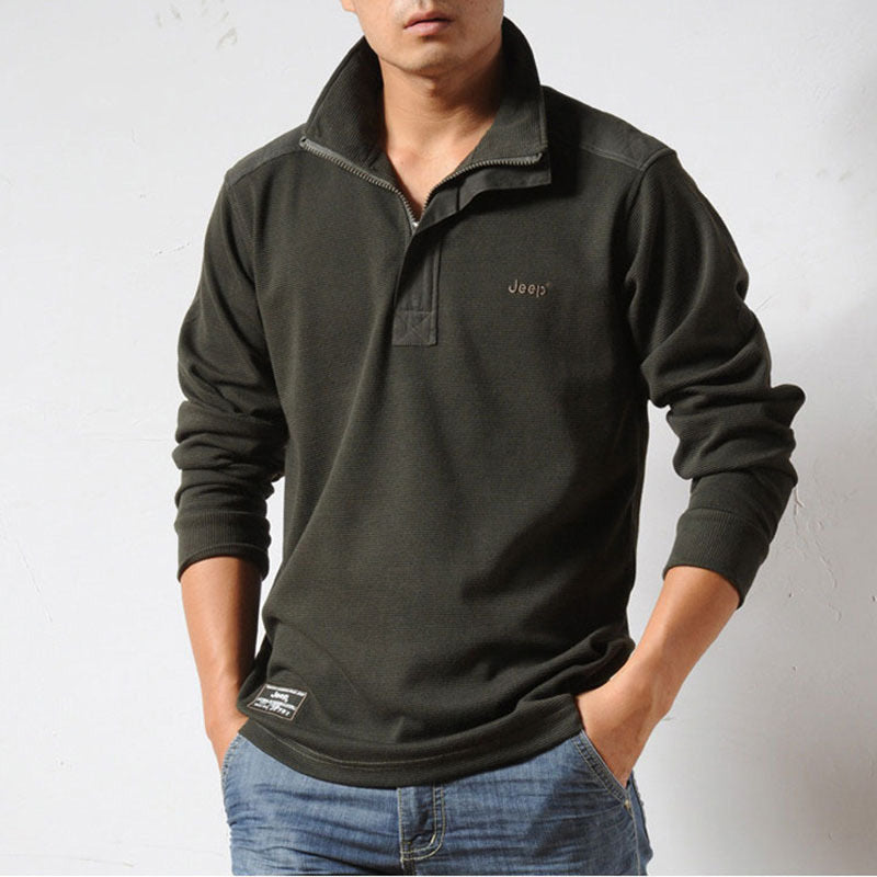 Solid Color Cotton Casual Lapel Men's Father t-Shirt