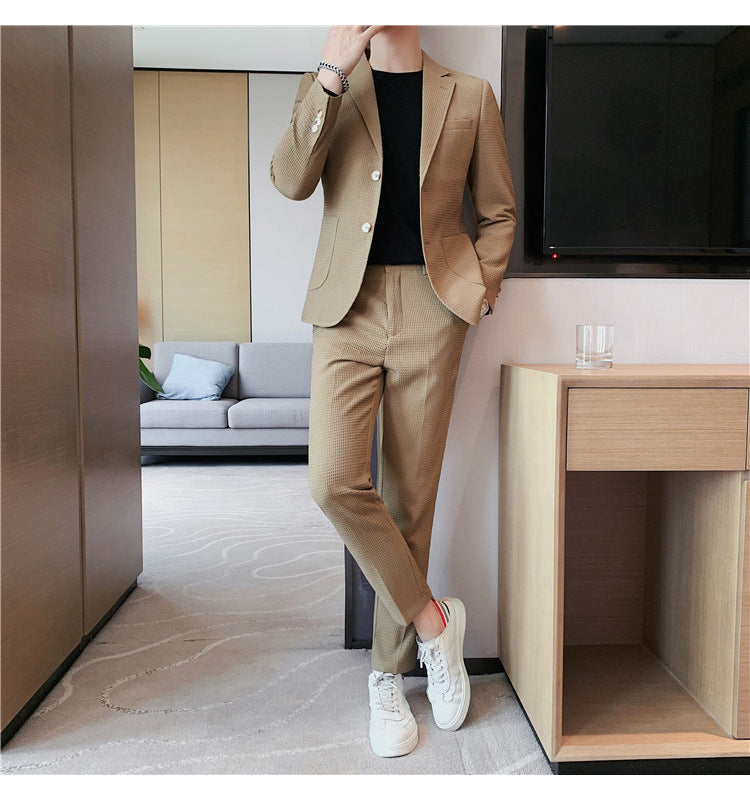 Men's Fashion Waffle Casual Suit