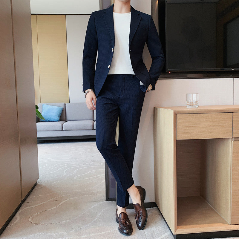 Men's Fashion Waffle Casual Suit