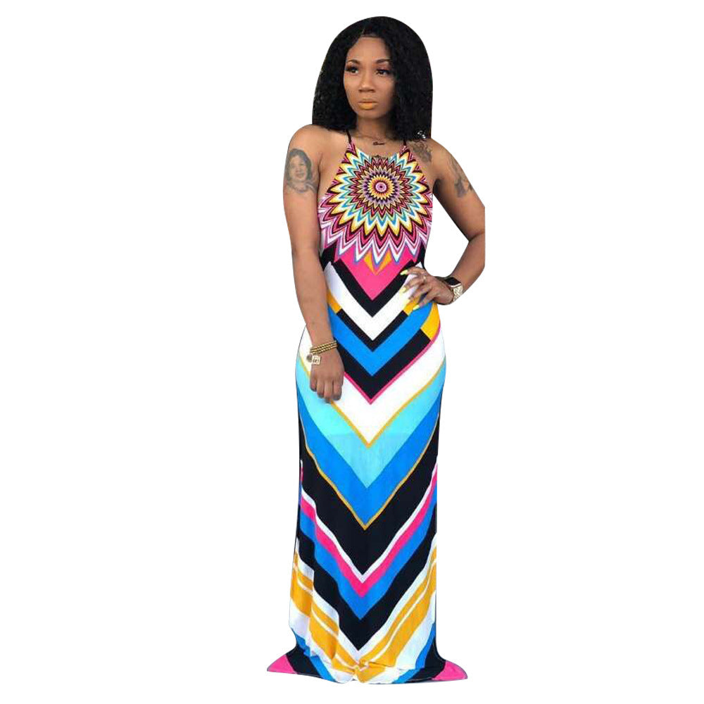 Printed cutout strap dress