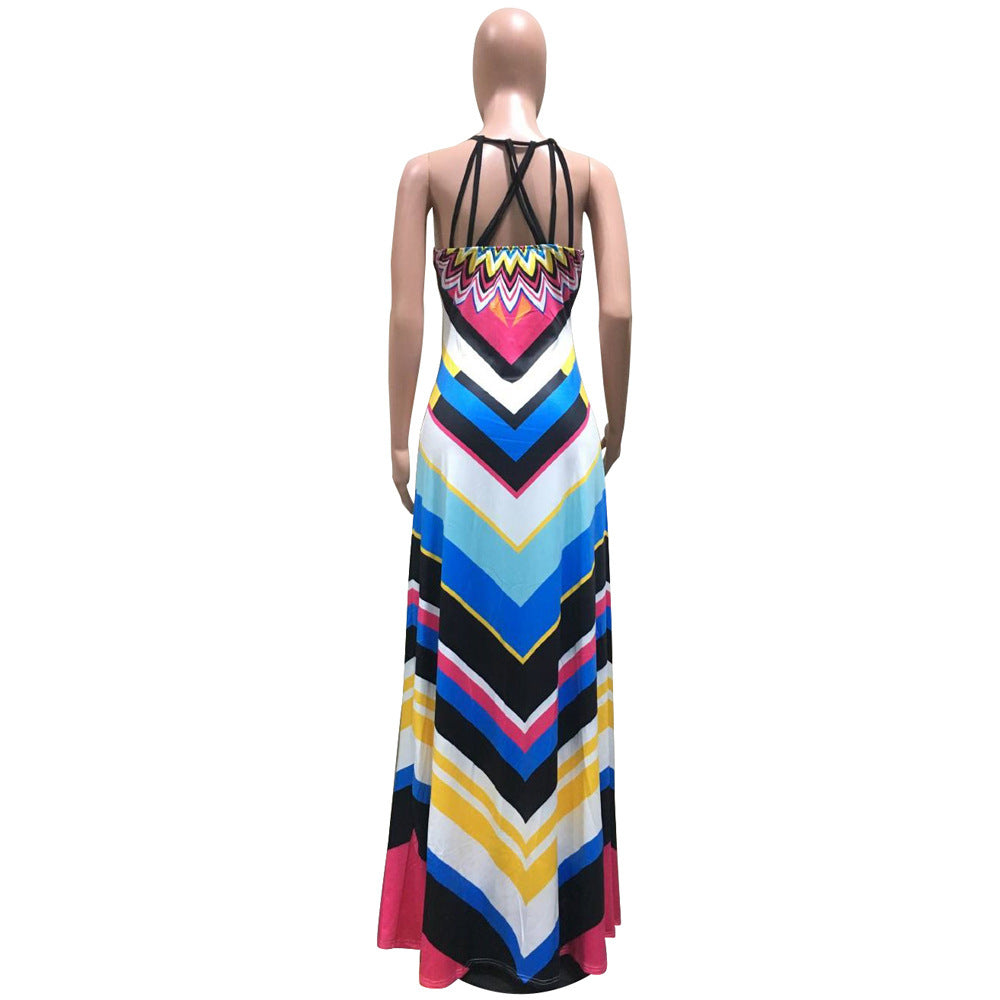 Printed cutout strap dress