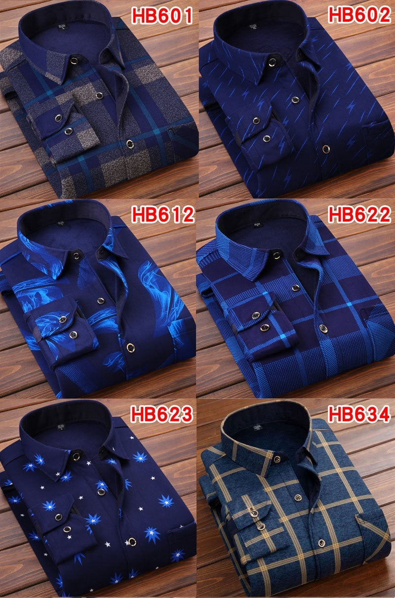 Men's Thermal Thickened Fleece Plaid Shirt
