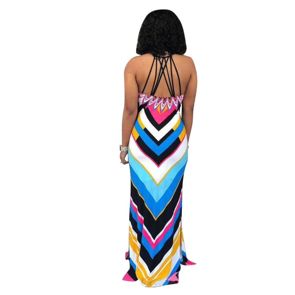 Printed cutout strap dress