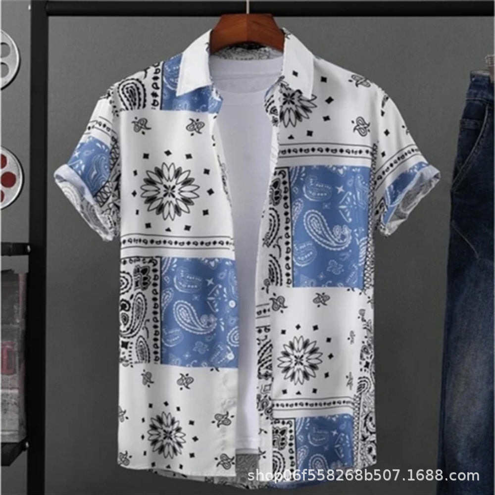 Men's Retro Short Sleeve Casual Loose Shirt