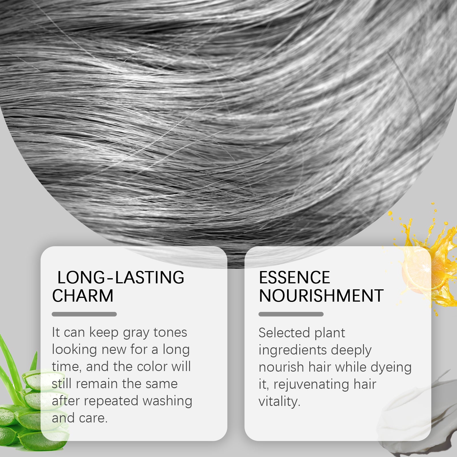 Hoegoa Grey Hair Cream Provides Long-lasting Nourishment And Plant Extracts For Hair Care, Trendy Hair Coloring And Hair Styling Agents