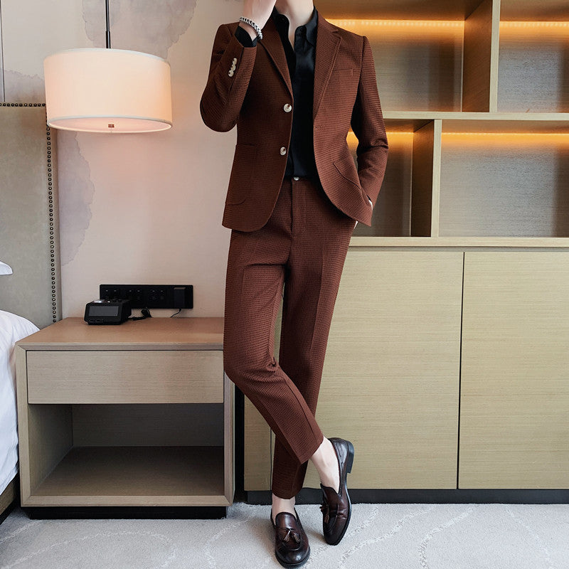 Men's Fashion Waffle Casual Suit