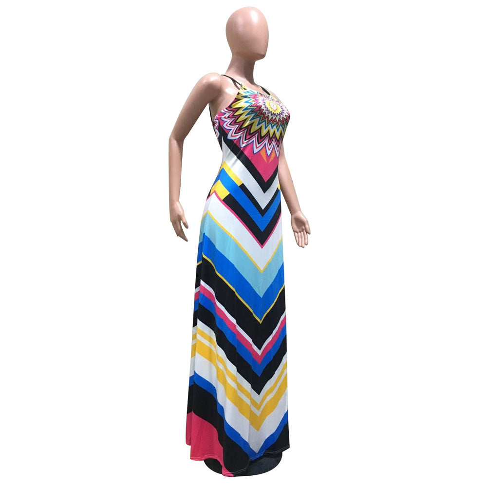 Printed cutout strap dress