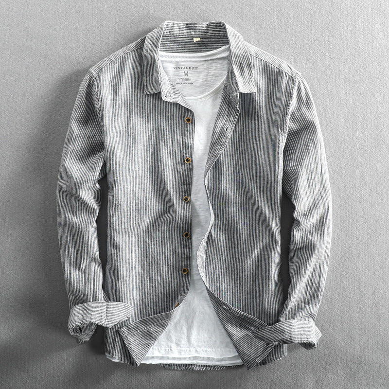 Men's Casual Long Linen Sleeves Shirt