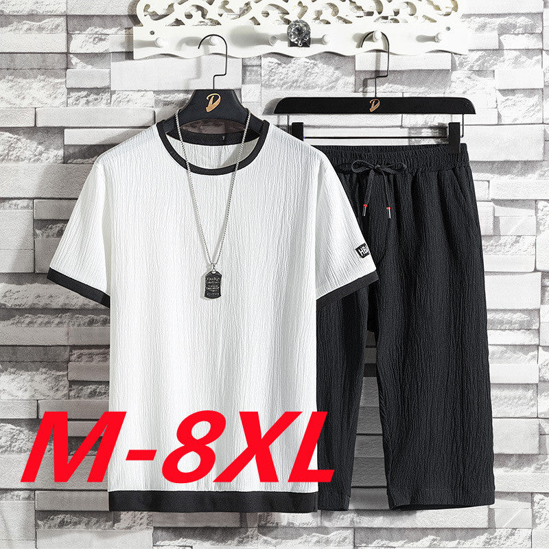 New Ice Silk T-shirt Men's Suit Casual Loose Fashion