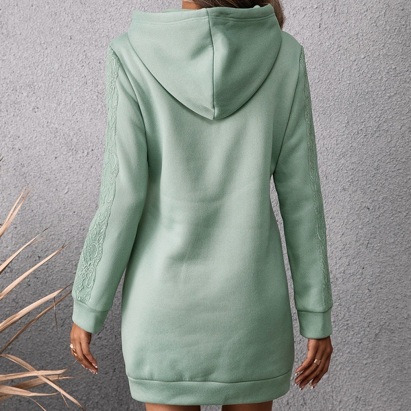Women's Loose Casual Solid Color Mid-length Hooded Sweater