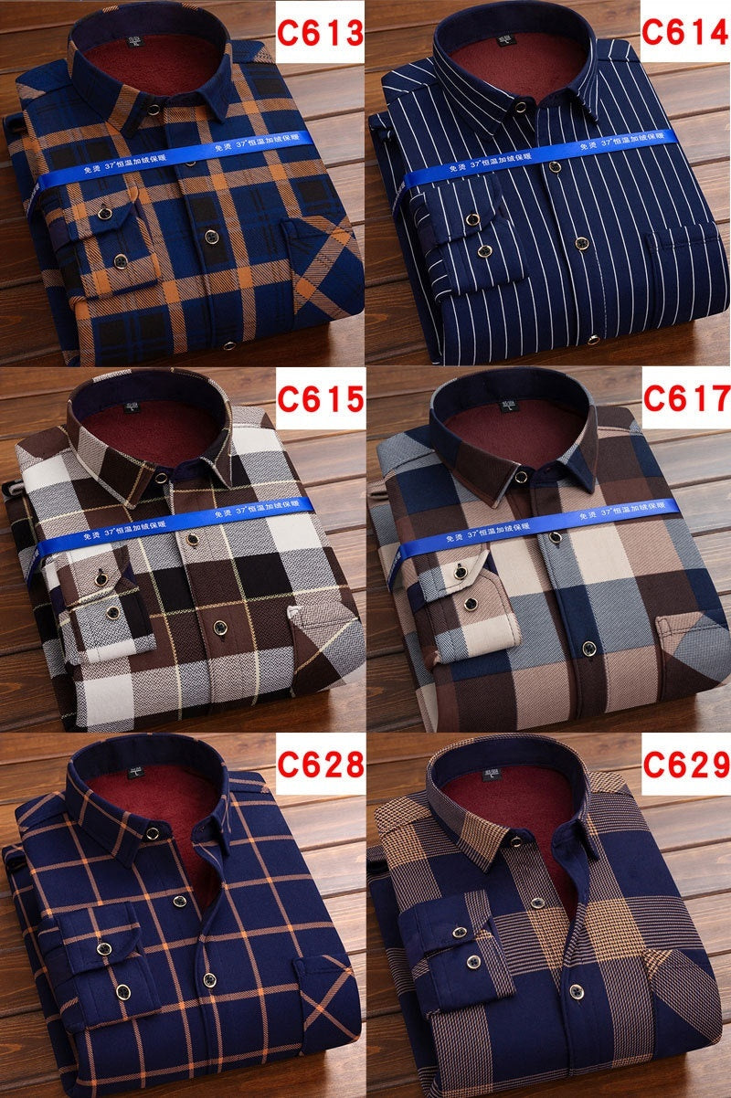 Men's Thermal Thickened Fleece Plaid Shirt