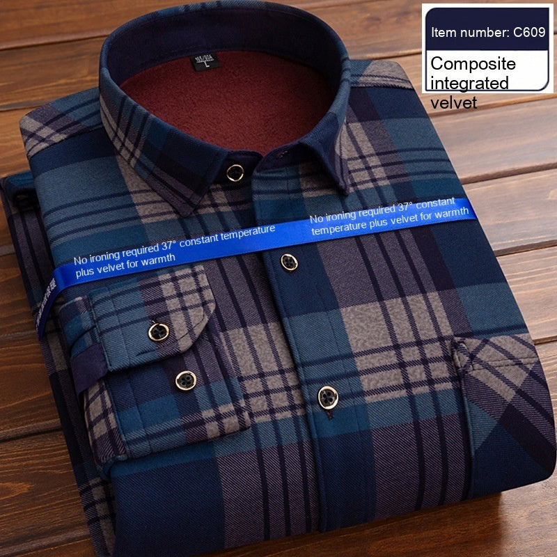 Men's Thermal Thickened Fleece Plaid Shirt