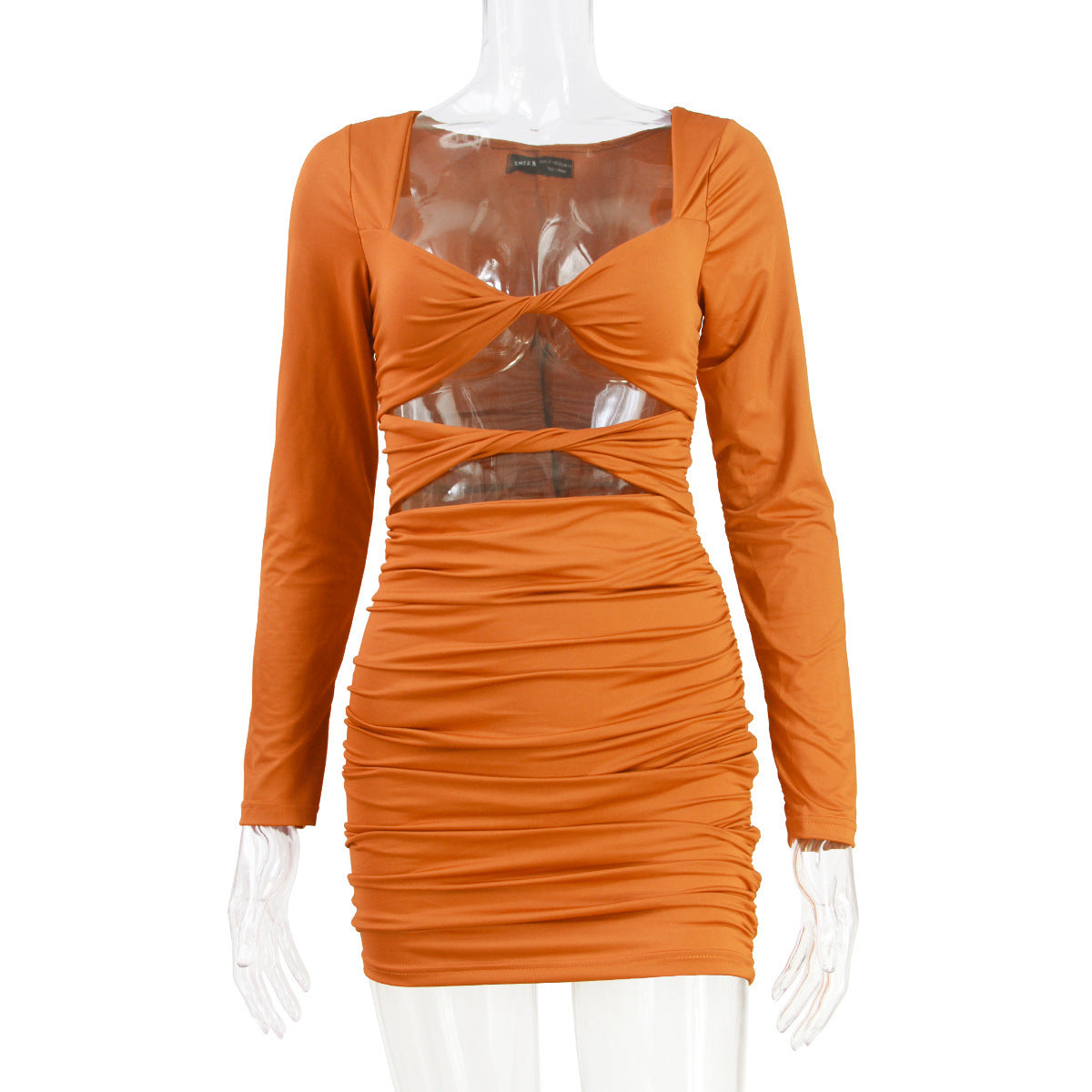 Sexy Deep V Hollow Tie Pleated Dress